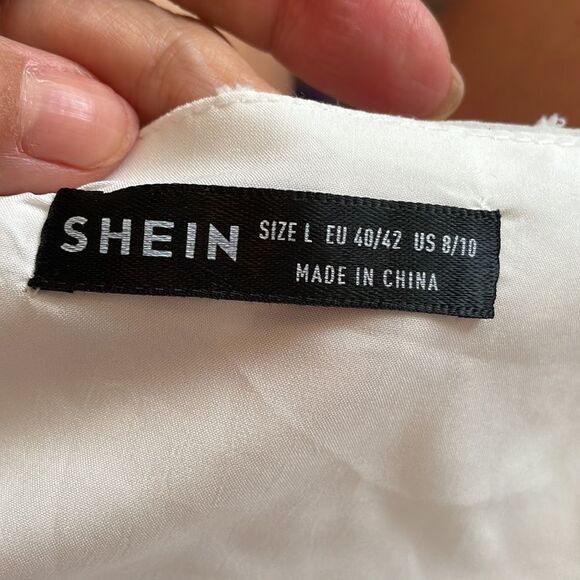 SHEIN white dotted Swiss long sleeved cropped cottage core blouse - Picture 7 of 9